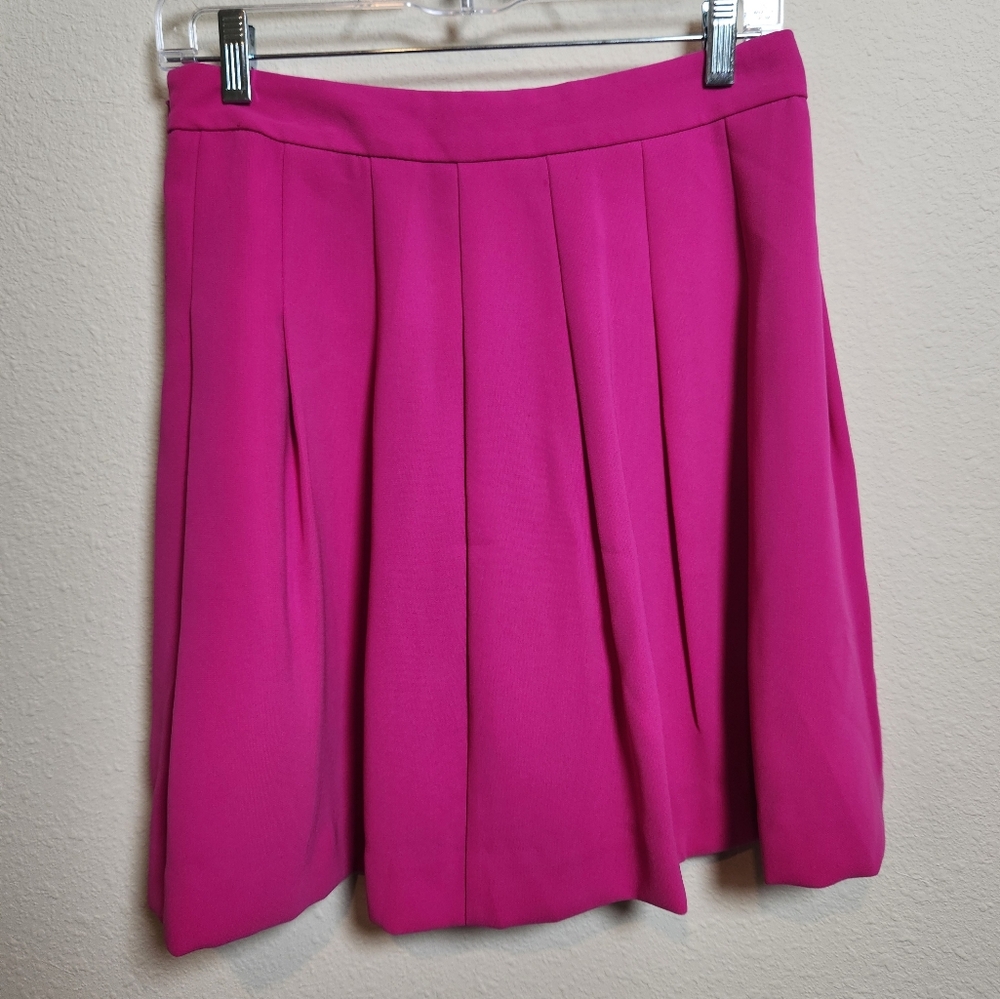 Banana Republic Hot Pink Pleated Mini Skirt Side Zip Sz 2 Barbiecore‎ Preppy